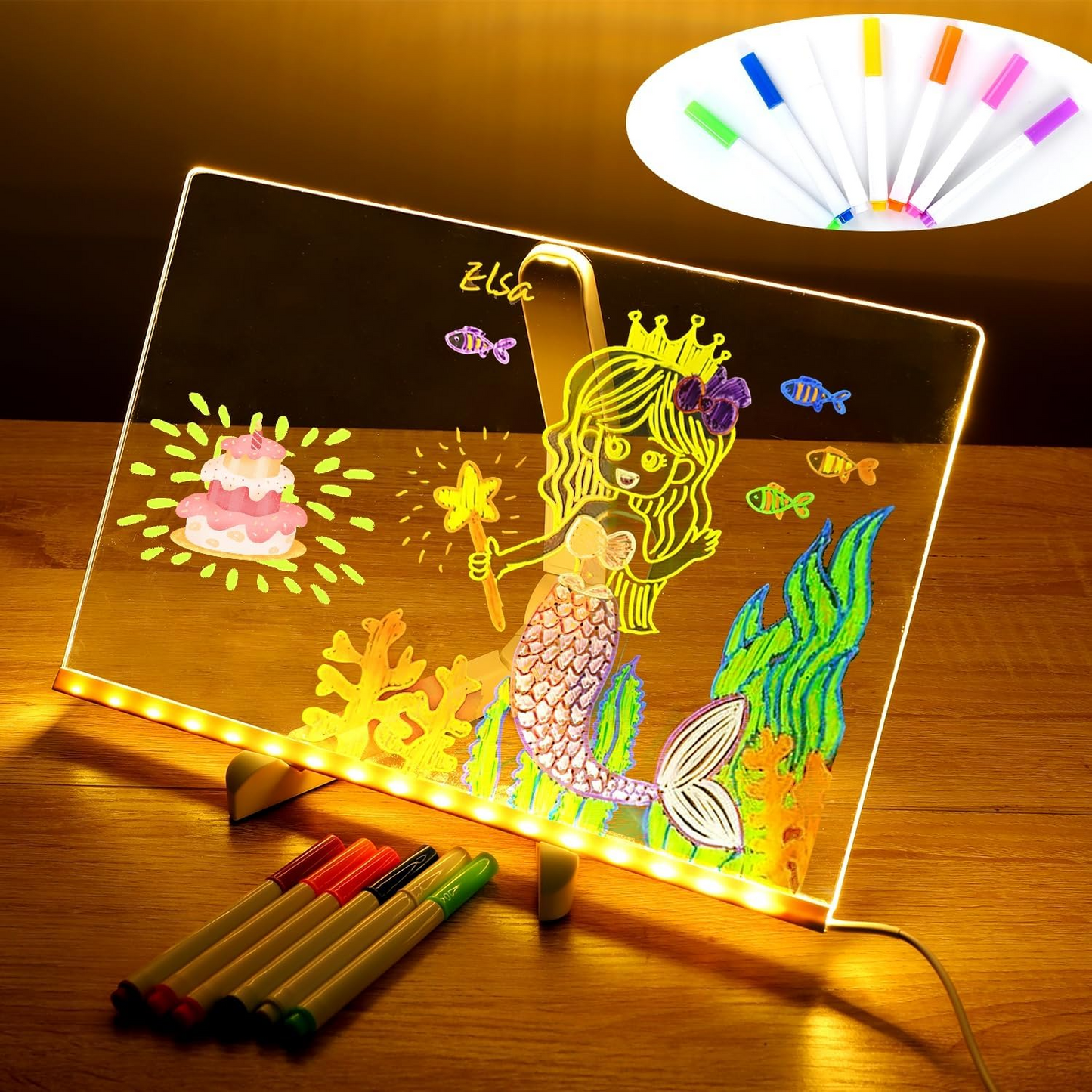 Erasable LED Drawing Board With 12 Pens